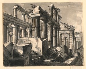 Bühnenbild, Ruinen eines Tempels von Romolo Achille Liverani