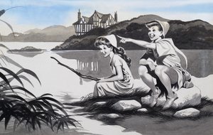 Junge und Mädchen am See von Ron Embleton
