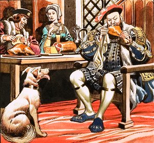 König Heinrich VIII. beim Essen von Ron Embleton