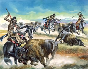 Indianer töten amerikanische Bisons von Ron Embleton