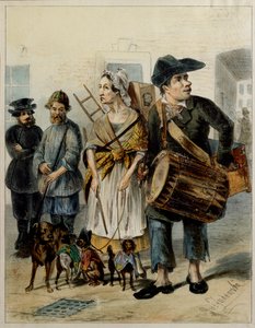 Eine Dienerin führt die Hunde aus