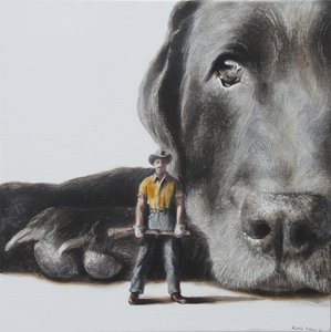 Jäger und Riesiger Hund