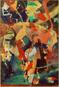 Apokalyptische Landschaft mit Fabelwesen und Figurine