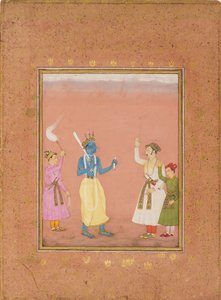 Ein Held wird von Prinzen begrüßt, illustriert die musikalische Mode Kanada Ragini, ca. 1680 von Ruknuddin