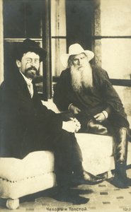 Anton Tschechow und Leo Tolstoi in Jalta, Krim, 1900