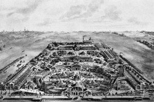 Ansicht der Allrussischen Ausstellung 1882, Khodynka, Moskau, Russland