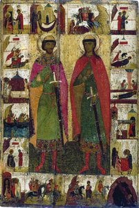 Die Heiligen Boris und Gleb, 14. Jahrhundert von Russian icon.