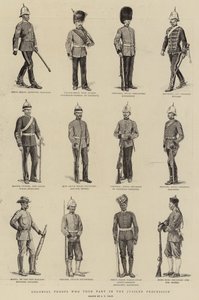 Kolonialtruppen, die an der Jubiläumsprozession teilnahmen von S.T. Dadd