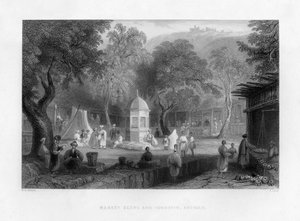 Eine Marktszene und ein Brunnen in Antiochia, Türkei, 1841