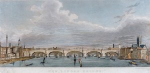 Ansicht der London Bridge von Westen mit Booten auf der Themse