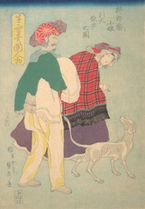 Französisches Mädchen führt einen Hund, begleitet von einem siamesischen Diener, 11. Monat, 1860