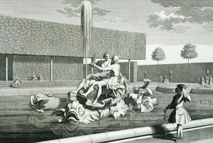Der Neptun- und Thetisbrunnen im Belvedere-Palast, Wien, graviert von Jakob Gottlieb Thelott (ca. 1711-75), veröffentlicht ca. 1730-40