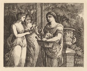 Figurenverkäufer mit zwei Mädchen, 1770