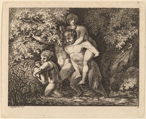 Satyr trägt eine Nymphe