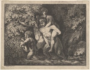 Satyrfamilie, unterwegs, 18. Jahrhundert von Salomon Gessner