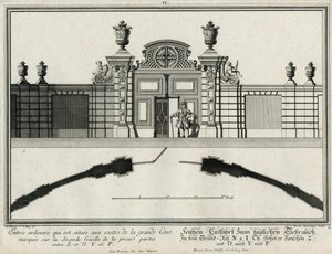 Grund- und Aufriss eines Seitentors zum Ehrenhof von Salomon Kleiner