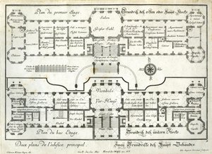 Grundriss von Erd- und Hauptgeschoss des oberen Schlosses von Salomon Kleiner