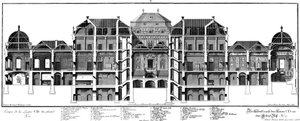 Längsschnitt durch das Schloss an der Ehrenhofseite