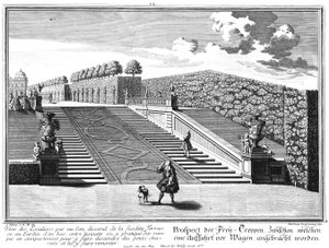 Prospekt der westlichen Freitreppe mit Auffahrtsrampe von Salomon Kleiner