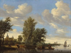 Flusslandschaft mit Fähre von Salomon van Ruisdael or Ruysdael