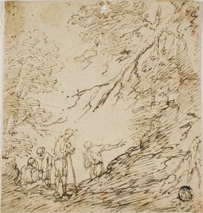 Vier Männer im Wald von Salvator Rosa