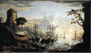Hafenansicht von Salvator Rosa von Salvator Rosa