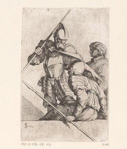 Zwei Soldaten und eine Figur mit Turban von Salvator Rosa