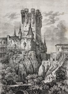 Alcazar von Segovia, Spanien, Lithographie von Salvatore Puglia aus Poliorama Pittoresco, Nr. 36, 12. April