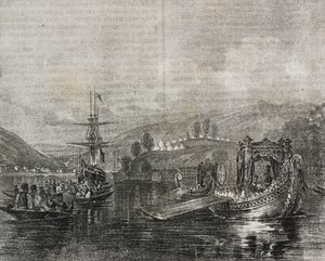 Buyukdere-Tal und Baghtche-keui-Aquädukt, Türkei, Lithographie von Salvatore Puglia aus Poliorama Pittoresco, Nr. 40, 11. Mai