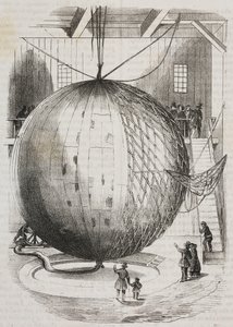 Kupfer-Heißluftballon erfunden von Edmond Marey-Monge, Frankreich, Lithographie von Salvatore Puglia aus Poliorama Pittoresco, Nr. 41, 18. Mai von Salvatore Puglia