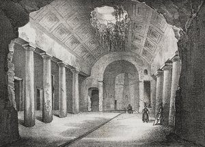 Halle in der antiken Villa des Prinzen von Caposele in Formia, Latium, Italien, Lithographie von Salvatore Puglia aus Poliorama Pittoresco, Nr. 23, 11. Januar