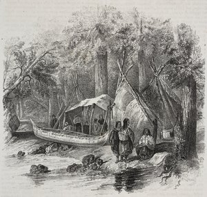Indianer in Kanada, Lithographie von Salvatore Puglia von Salvatore Puglia
