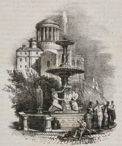 Prado-Brunnen, Madrid, Spanien, Lithographie von Salvatore Puglia aus Poliorama Pittoresco, Nr. 39, 4. Mai von Salvatore Puglia