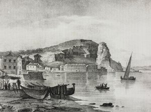 Ansicht von Terracina, Latium, Italien, Lithographie von Salvatore Puglia von Salvatore Puglia