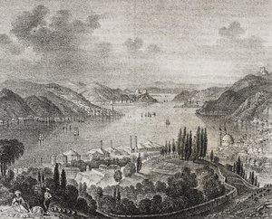 Ansicht der Dardanellenstraße, Lithographie von Salvatore Puglia aus Poliorama Pittoresco, Nr. 20, 23. Dezember von Salvatore Puglia