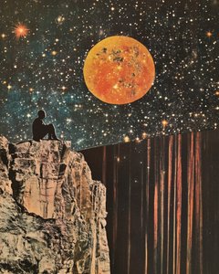 Mann Unter Orangem Mond