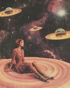 Frau in kosmischen Ringen