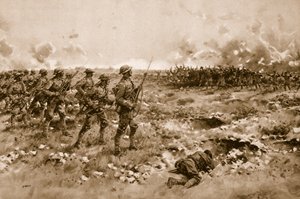 Ihre letzte Hoffnung: Demoralisierte deutsche Soldaten bitten die vorrückenden britischen Truppen um Gnade von Samuel (after) Begg