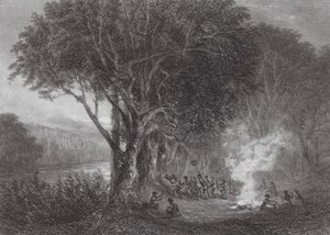 Australien: Carrobboree am Ufer des Murray (Gravur) von Samuel (after) Prout