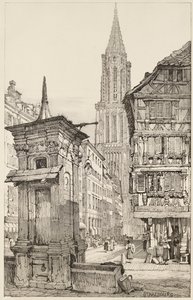 Die Rue Mercière und die Westfassade des Straßburger Münsters von Samuel (after) Prout