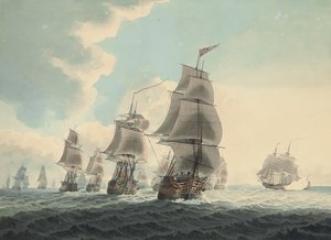 Ein Geschwader der Royal Navy, das den Kanal hinunterfährt