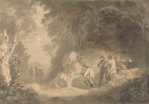 Kontinentale Szene - Briganten im Hinterhalt, die auf eine Kutsche warten von Samuel Davis