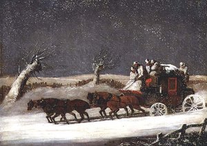 Postkutsche im Schneetreiben von Samuel Henry Alken