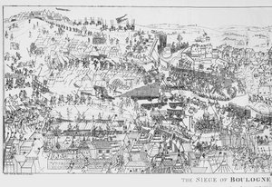Die Belagerung von Boulogne durch König Heinrich VIII. (1491-1547) im Jahr 1544, graviert von James Basire, 1788