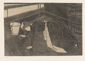 Putzende Frau von Samuel Jessurun de Mesquita (signed by artist)