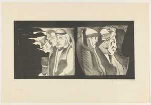 Zwei Gruppen von Figuren mit den Rücken zueinander von Samuel Jessurun de Mesquita (signed by artist)