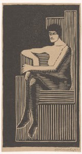 Sitzender Akt in geometrischem Sessel von Samuel Jessurun de Mesquita (signed by artist)
