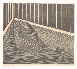 Vogel in der Ecke eines Käfigs von Samuel Jessurun de Mesquita