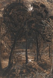 Eine mondbeschienene Szene mit einem gewundenen Fluss von Samuel Palmer