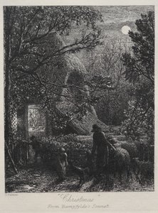 Weihnachten, das letzte Schaf falten, 1850 von Samuel Palmer